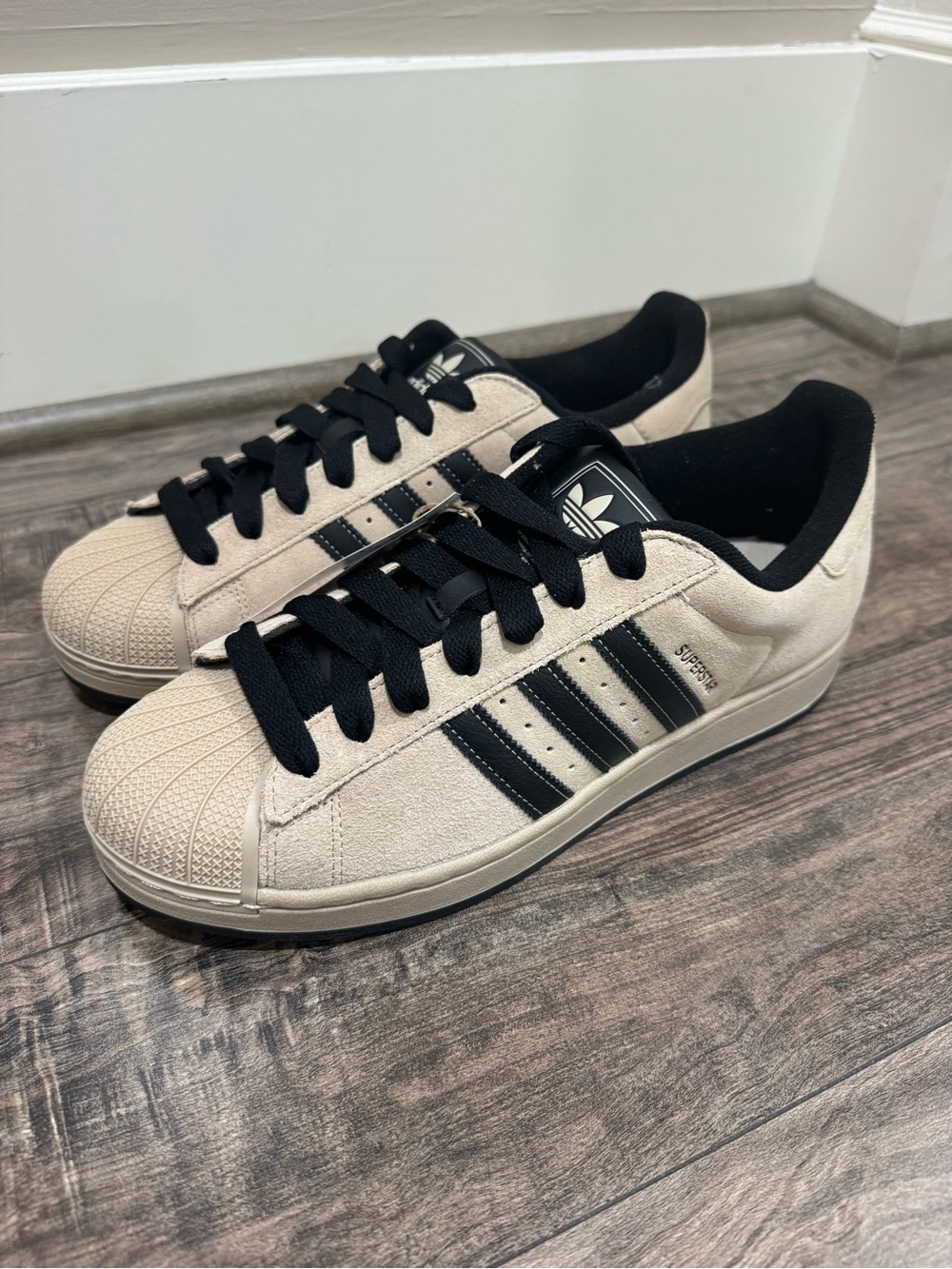 Adidas Superstar II JQ0913 Beige Black Suede Men’s 10.5 Women’s 11.5 NWT